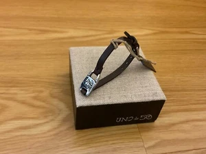 NWT Uno de 50 Silver-plated/Brown Leather Buckle Braceler 6-7" "Genderless" - Picture 1 of 9