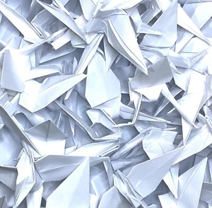100 Perfect Handfolded White Paper Cranes 3x3 - Picture 1 of 4