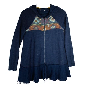 Anama Damen Full Zip Kapuzen Sweatshirt Jacke Gr. Medium Blau Rot Anthro - Bild 1 von 6