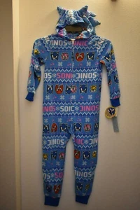 SEGA PJ's ~ SONIC the HEDGEHOG Hoodie One-piece Pajamas, sm 6 - 6x ~ ADORABLE! - Picture 1 of 4