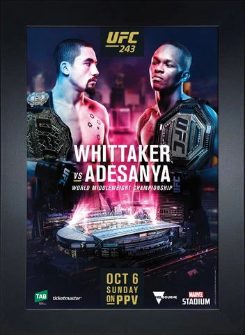 UFC 243: Whittaker vs Adesanya Replica Mini Framed 9x13 Event Poster Cover