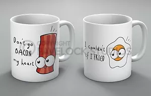 Don't Go Bacon My Heart Becher Set Becher Ei Eier ihr Valentinstag Liebe lustig süß - Bild 1 von 3