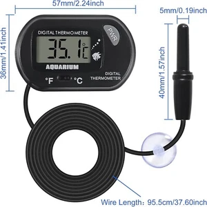 Digital LCD Aquarium Thermometer Fish Tank Sensor with Probe + 2 Suction Cups - Picture 1 of 12