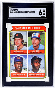 1974 Topps Rookie Infielders/Ron Cash/Jim Cox/Bill Madlock/Reggie Sanders SGC 6