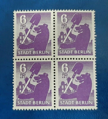 Germany Stamps Allied Occupation Berlin 4x 6 Pfennig Block SBZ Mi. Nr. 2 (19748) - Image 1 of 3