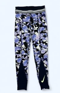Nike Dri-Fit Purple Floral Geometric Training Leggings CU8205-410 Girl's Sz XL - Picture 1 of 5
