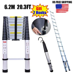 20ft Folding Ladder Multi-Purpose Extension Telescopic Ladder for Home DIY Loft - Picture 1 of 12