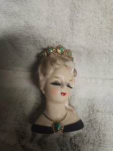 Vintage Inarco E1755 Lady Aileen Kopf Vase mit goldbesetzter Halskette ORIGINALBELEG - Bild 1 von 11