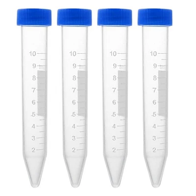 10Pcs 10ml Centrifuge Tubes with Blue Screw Cap Conical Bottom Graduated Marks - Image 1 of 3