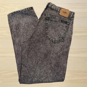 Vintage 80s Brittania Acid Wash Jeans Men 34x32 Black Denim Relaxed Straight Leg - Picture 1 of 10