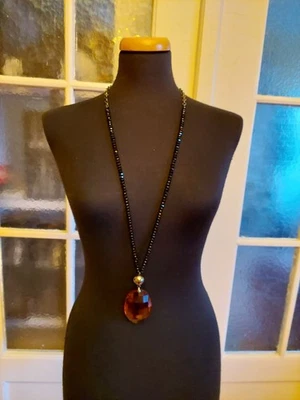 BiBA Kette  länge ca  60cm mit schwarzen glitzer elmente - Bild 1 von 4