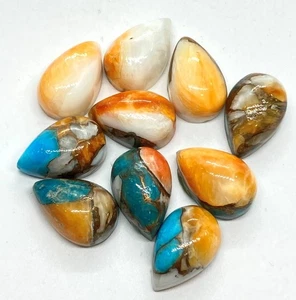 Pear Flat Back Oyster Copper Turquoise AAA Loose Gemstone For Assorted Jewelry - Picture 1 of 10