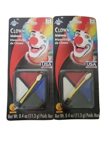 Clown White Black Red Blue Rubie's Face Makeup Made in USA Washable LOT OF 2 - Picture 1 of 4