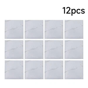 12PCS Vinyl Self Adhesive Tiles White Marble Effect PVC Kitchen Bathroom Floor - Picture 1 of 10