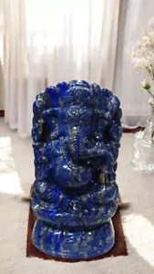 Estatua de deidad hindú hecha a mano de lapislázuli Ganesha Murti para oficina en casa y decoración - Imagen 1 de 5