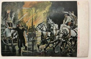 Going To The Fire Horse & Buggy Fire Truck Postcard Toledo OH 1909 Firefighting - Picture 1 of 1