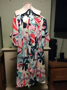 Marks and Spencer Aqua mix linen blend belted Dress UK size 12