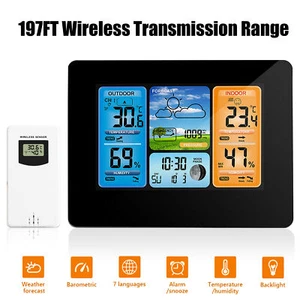 Indoor Outdoor Thermometer Wireless Weather Station with Barometer Display L0A4 - Picture 1 of 16