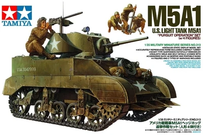 Tamiya 35313 M5A1 U.S. Light Tank M5A1 "Pursuit Operation" Set (w/4 Figures) ... - Immagine 1 di 2