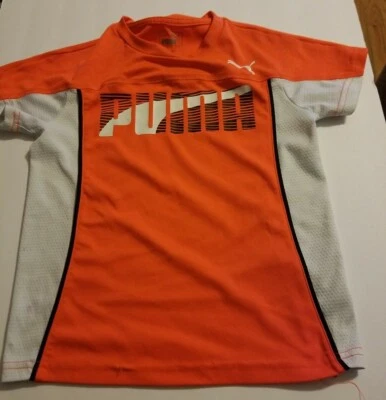 NEW YOUTH PUMA BOYS WHITE ORANGE ACTIVE WEAR SHORT SLEEVE T SHIRT SZ 6 - Image 1 of 3