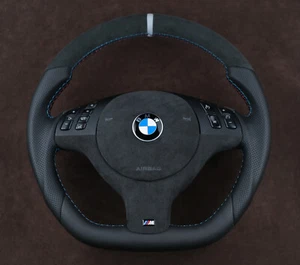 BMW Tuning Lenkrad Komplett oben unten abgeflacht dick E46 E39 E38 E53 ab 03.99+ - Picture 1 of 8