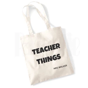Personalised 'Teacher Things' Canvas Tote Bag- GIFT FOR THANK YOU TEACHER - Bild 1 von 2