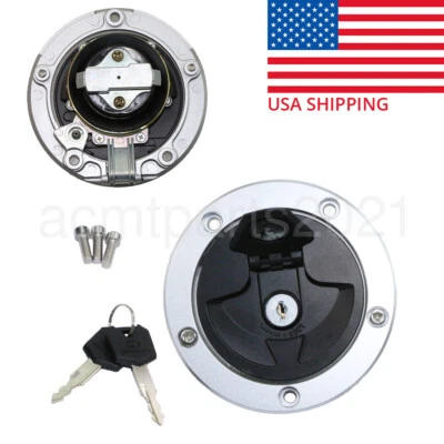 Motorcycle Fuel Gas Cap Cover Lock Set For Kawasaki Ninja ZX-6R ZX636 2009-2015 Foto 1 de 4