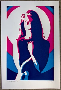 Girls Face Screen print hand made original design woman female decorative art - Picture 1 of 1