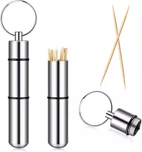 Hotop Pocket Toothpick Holder Waterproof Aluminium Alloy Toothpick Box Metal Pil - Picture 1 of 12