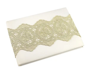 Ivory Guest Book with Gold Lace - Picture 1 of 4