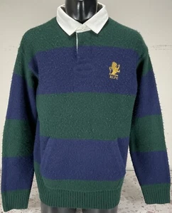 Polo Ralph Lauren Collared Wool Cashmere Long Sleeve Rugby Sweater Sz L Striped - Picture 1 of 8