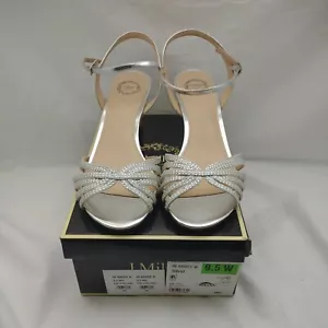 I.Miller schöne Schuhe Damenkleid formell Gr. 9,5 W silber glitzernder Knöchelriemen - Bild 1 von 12