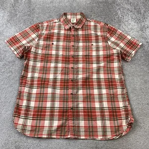 Old Navy Button Up Shirt Men's XL Plaid Red White Green Short Sleeve - Picture 1 of 9