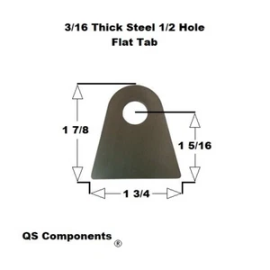 Chassis Rod End Tab 1/2" Hole 3/16" Thick 1 7/8" Tall Steel Flat Tab Weldable - Picture 1 of 1
