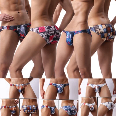 Lo último Para hombres Bragas Estampadas Sexy U Bolsa Convexa Cintura Baja Calzoncillos Ropa Interior Bikini Foto 1 de 4