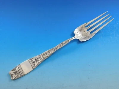 Tenedor de carne fría de plata esterlina Gem Leaf de Whiting corte británico 9 1/4" vintage  Foto 1 de 4
