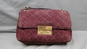 Michael Kors Plum Quilted Sloan Chain Shoulder Bag Crossbody Classic Suede - Bild 1 von 22