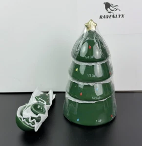 Target Bullseye’s Christmas Tree Ceramic Stacking Measuring Cups & Spoons (NEW) - Picture 1 of 5