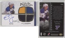 2007-08 O-Pee-Chee Premier Auto Quad Memorabilia Gold /50 Erik Johnson Rookie RC