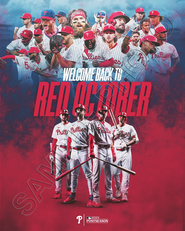 WELCOME BACK TO RED OCTOBER 2023 PHILADELPHIA PHILLIES POST SEASON 8X10 PHOTO - Image 1 of 1