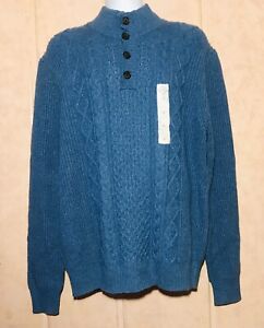 NWT St. John’s Bay Men's Knit Light Blue Long Sleeve Sweater Size XL