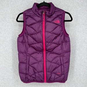 The North Face Girls 550 Fill Vest Size L Pink Purple Reversible Down Puffer - Picture 1 of 14