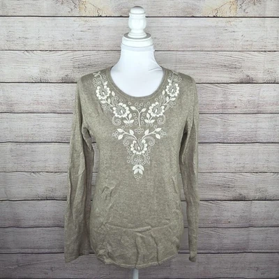 Suéter Granate Hill Bordado Cachemira Mezcla Angora Manga Larga Tostado Mediano Foto 1 de 4