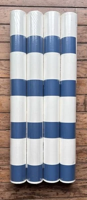 Vintage Birge Wallpaper Blue And White Stripe 4 Rolls - Image 1 of 4