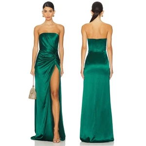 Vestido Sau Lee Hera Sin Tirantes Satén Fiesta Formal Boda Invitada Baile de graduación Esmeralda Talla 2 - Imagen 1 de 15