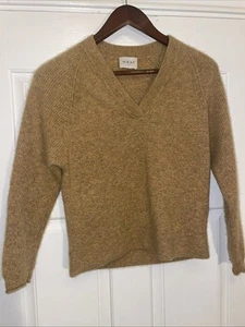 WRAP London WJ45 V-Neck 100 % Cashmere Women Wheat Sweater Size US 4/6 - Picture 1 of 4