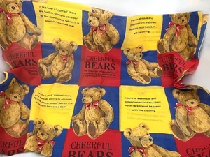 Fabric Remnant Cheerful Teddy Bears 47x32in Poly Cotton Sewing Craft Material - Picture 1 of 6