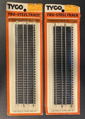 TYCO Tru-Steel 9" Straight Track 2 Packs (8 Tracks Total) #417 New Old Stock - Image 1 of 2