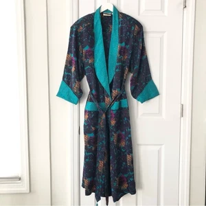 Victoria Secret Vintage Gold Label Accappatoio Lungo Nappa Cravatta Bordo Jacquard Medium - Foto 1 di 13