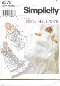 Uncut Simplicity Pattern 9378 Babies Christening Gowns & Bonnets Size: NB-S-M-L - Picture 1 of 2
